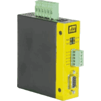 Industrial media converter RS-232 DB9 socket / RS-422/RS-485 2-wire or 4-wire clamp, up to 115.2Kbps, overvoltage protection (transient voltage), high ESD protection, optical isolation between RS-232 and RS-485/422, remote RTS control, ADCTM, DIN rail mountable.