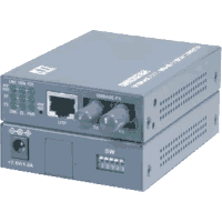 Fast Ethernet desktop media converter powered device (PD) with 1x 10/100MBit/s 100Base-TX RJ-45 port and 1x 100Base-FX multimode / singlemode (monomode) or BiDi (WDM / SingleFiber) port, optimized latency, auto-negotiation, auto MDI/MDI-X, dimensions 108x75.5x23mm, operating current: PoE according to IEEE 802.3af standard, alternatively +7V..+57V DC, consumption max. 2W. Operating temperature -5°C..+50°C, RH 5..95% non condensing, FCC class B, CE class B, remote port status, 19" rack installation: Product group  0961138 or  0961398.