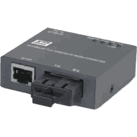 Compact Fast Ethernet media converter with 1x 10/100 Mbit/s 100Base-TX RJ45-port and 1x 100MBit/s 100Base-FX fiber optic port for connection with multimode or singlemode (monomode) fiber optic cable. Optimized latency. Operating temperature 0°C .. 50°C, relative humidity 5% .. 95% non condensing. Operating voltage +3.3V DC, power consumption max. 2W. Dimensions 64x59x21mm WxDxH. Optional DIN rail mountable or wall mounting. Incl. Wall wart.