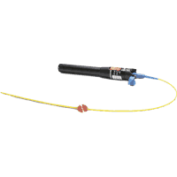 Quick tester for 2.5mm / 1,25mm ferrules laser class 3a test device for pre terminated 50/125m or 62.5/125m multimode and 9/125m singlemode (monomode) fiber optic cable. Max. distance up to 6km. Permanent light or interval, operating temperature 0°C..60°C. Adapter for 1.25mm ferrules included in delivery. Without batteries.