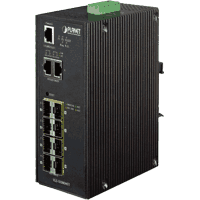 10 Port Industrial Gigabit Ethernet Switch 2x RJ45 8x SFP Slot