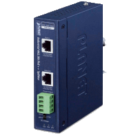 Power over Ethernet splitter for LAN connections up to 10 Gigabit Ethernet according to IEEE 802.3bt/at/af standard with 1x 10/100/1000/2500/5000/10000MBit/s PoE++ input, 1x 10/100/1000/2500/5000/10000MBit/s LAN output and up to 70W output at screw terminal for end devices with 12V/19V/24V DC output voltage. Protection class IP30, operating temperature -40°C..+75°C, ESD protection 4kV, EFT protection 4kV, fanless metal case, dimensions WxDxH 32x87x135mm, mounting 35mm DIN rail / wall mounting.