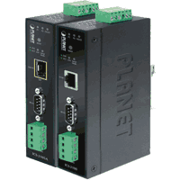 The device Server converts RS-232 or RS-422 / RS-485 COM ports according to Ethernet TCP/IP and vice versa. Serial: RS-232 at DB9, RS-422/RS485 at screw terminal max. 921600bps, Ethernet: 100Base-TX 10/100MBit/s Fast Ethernet RJ-45 port or 100Base-FX 100MBit/s fiber optic port, protection class IP30, operating temperature see selection box, dimensions WxDxH 135x97x32mm, input voltage 12..48V DC, consumption 10.1W, alarm contact for report of power failure, for fastening on 35mm DIN rail.