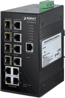 Gigabit Ethernet industry switch 8x RJ45 4x SFP combo ring ExT