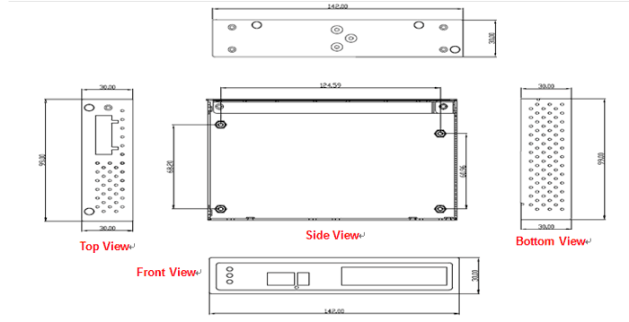 Maßzeichnung 12985011 Industrial Gigabit Ethernet Switch 4x RJ-45 1x 100/1000 SFP
