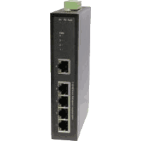 5 Port Industrial Fast Ethernet Switch mit 4x 10/100MBit/s 100Base-TX RJ-45 PoE Power over Ethernet Endspan Ports gemäß IEEE 802.3af Standard und 1x 10/100MBit/s 100Base-TX RJ-45 oder 100Base-FX  Multimode oder Singlemode (Monomode) LWL Uplink Port für SC Steckverbinder. Metallgehäuse IP30 Abmessungen 30x95x140mm (WxDxH) Eingangsspannung 48V DC redundant an Schraubklemme, Fehlerrelais Ausgang. Montage DIN Hutschiene oder Wandbefestigung (im Lieferumfang enthalten).