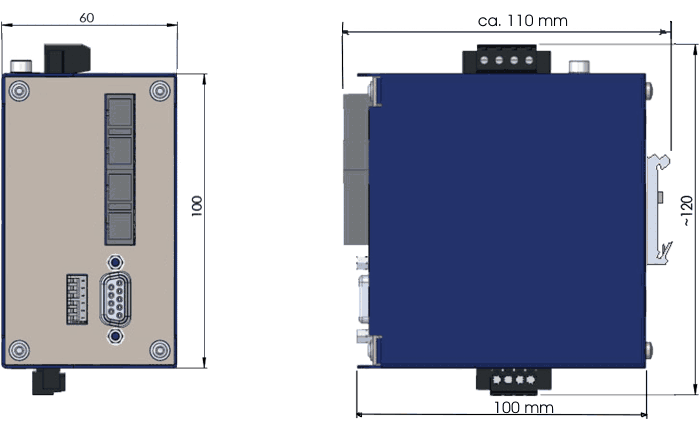 dimensional drawing 0959061 Industrial f/o converter RS-485 multimode/monomode/POF/HCS