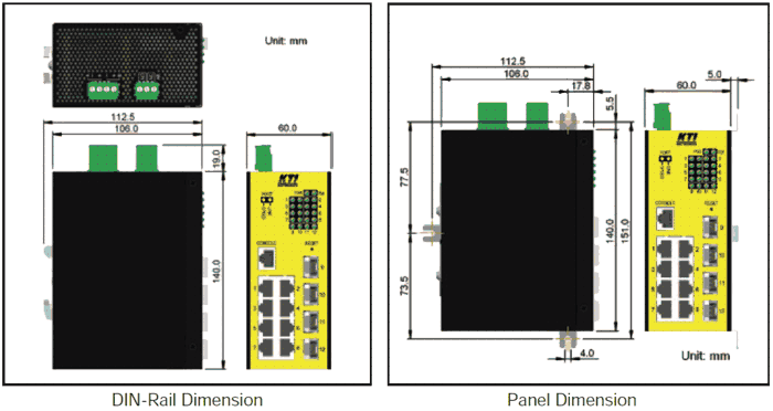 dimensional drawing 0961126 Gigabit Ethernet industrial switch managed 8x RJ-45 4x SFP slot