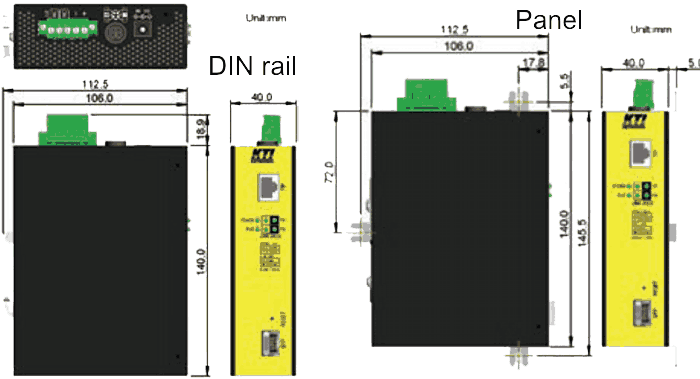 dimensional drawing 0961261G Industrial Gigabit Ethernet f/o converter managed PoE+ PSE