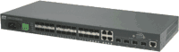 Fast Ethernet, Gigabit Ethernet and 10Gigabit Ethernet fiber optic connections with a 19" switch one HU
