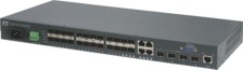 Fast Ethernet, Gigabit Ethernet and 10Gigabit Ethernet fiber optic connections with a 19" switch one HU