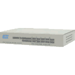 5 port Fast Ethernet desktop switch with 4x 10/100MBit/s 100Base-TX RJ-45 port and 1x 100Base-FX fiber optic uplink port. Fanless metal case, broadcast storm filtering, power saving mode, when port link down, full duplex and half duplex on all ports, 148800pps (Fast Ethernet). Operating temperature 0°C..40°C, dimensions WxDxH 144x104.5x26mm, operating voltage 5V..12V DC +/- 5% via external wall wart (included in delivery).