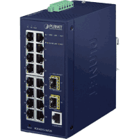 18 port managed Industrial Ethernet switch 16x RJ45, 2x SFP