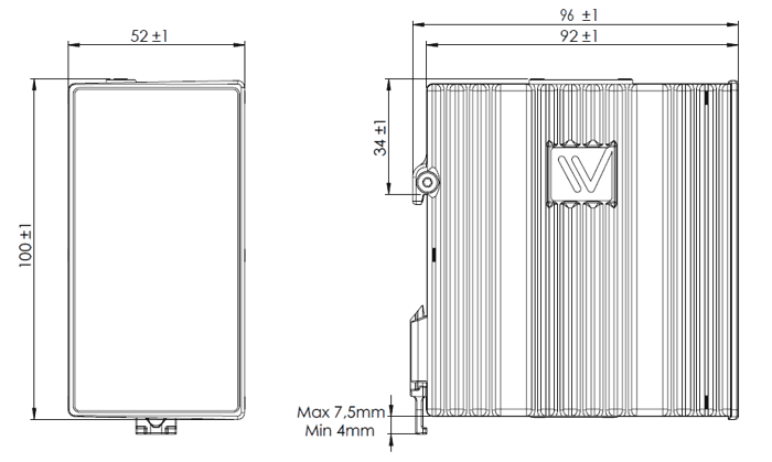 dimensional drawing 11313642 Industrial Ethernet SHDSL router 2x 100Base-T -40..+70°C manag.