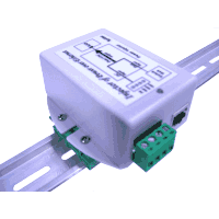 10/100MBit/s 100Base-TX Fast Ethernet Power over Ethernet injector with 18..28V AC input voltage, PoE output according to IEEE 802.3af standard, 17W max., suitable for industrial use, operating temperature: -40..+75°C, relative humidity 5%.,90% non condensing. Plastic case dimensions: 86x76x36mm LxWxH. Wall mounting, optional with DIN rail mounting kit.