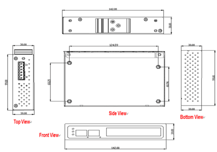 dimensional drawing 12270702 Industrial Gigabit Ethernet switch 5x RJ-45 2x SFP slot